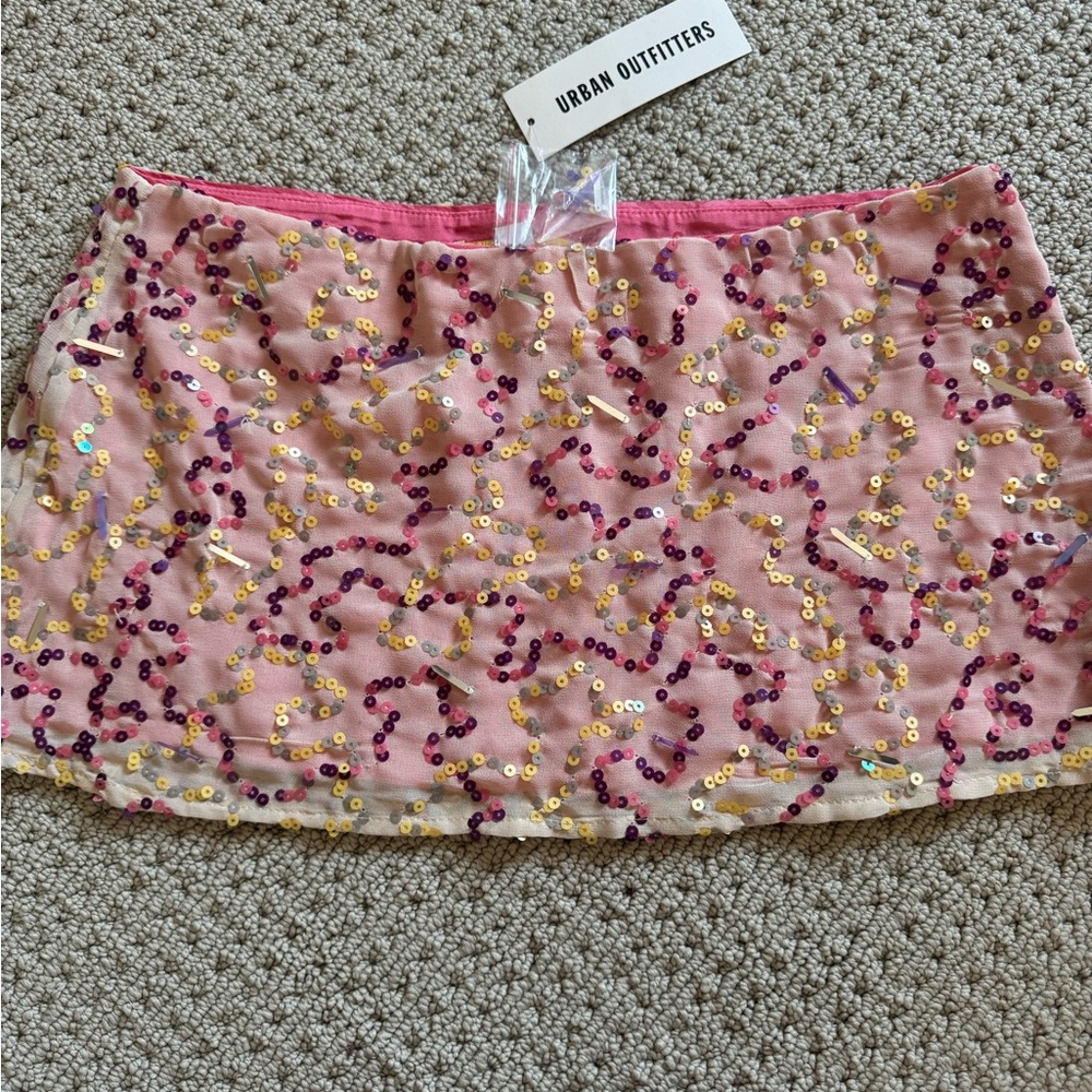 Urban Outfitters Pink Sequin Mini Skirt